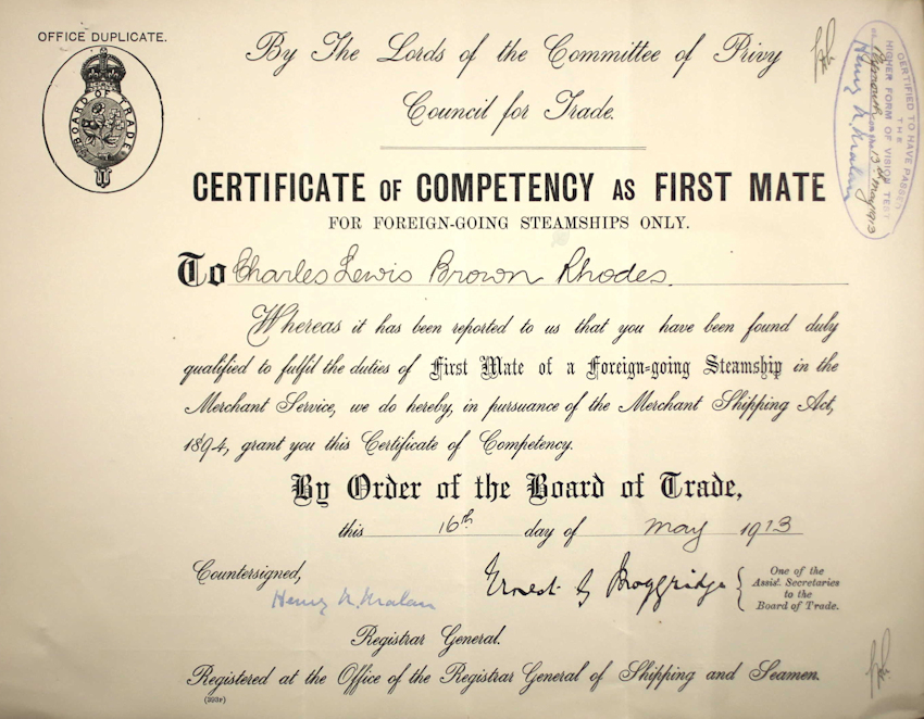 First Mate Certificate